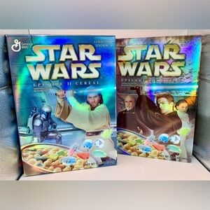 Star Wars Episode II Cereal Collectors Edition #1 & #2 Boxes, Vintage, Unopened